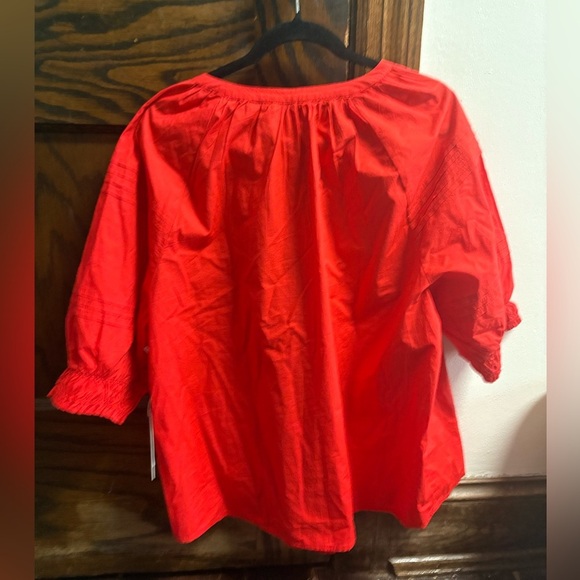 Chicos women’s boho red peasant style top with puff sleeves Chicos size 3 xl - Picture 5 of 8